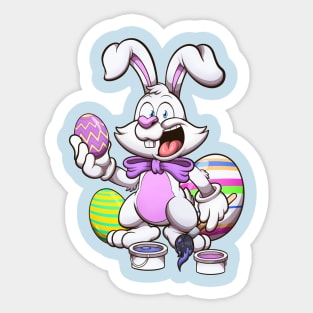 Smiling Easter Bunny With Easter Eggs Sticker